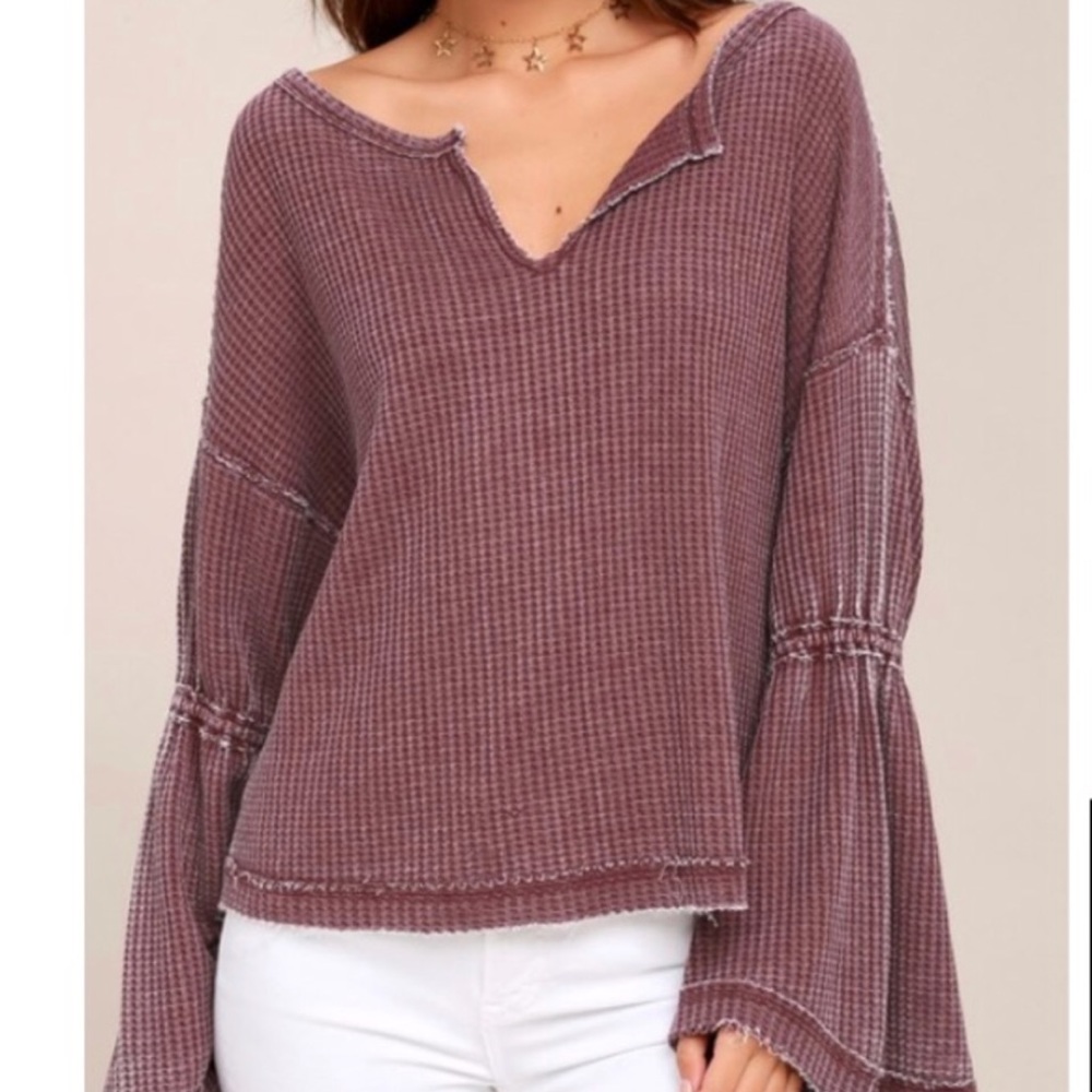 Free people dahlia bell sleeve thermal shirt NWT - Picture 3 of 4